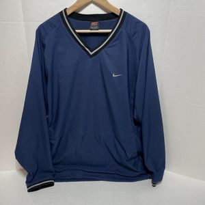 Nike Team Pullover Jacket, Large, Dark Blue, Dri-Fit, V Neck Long Sleeve